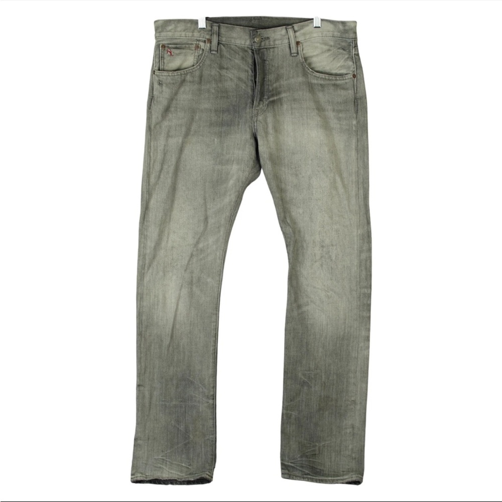 Polo Ralph Lauren Jeans Men 34x32 Gray Varick Slim Straight Denim Vtg Button Fly